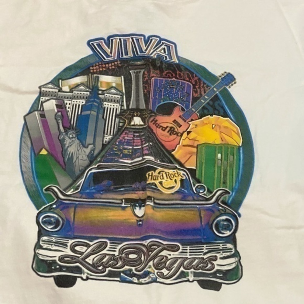 Hard Rock Cafe Las Vegas shirt heavy tee colorful car graphic on back Size XL